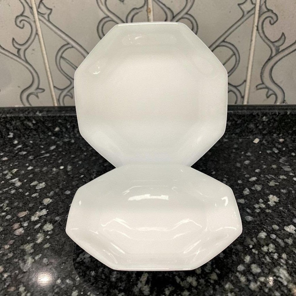 Arcopal France Novoctime White Milk Glass Dinner Plates, Set of 2 Vintage Dishes